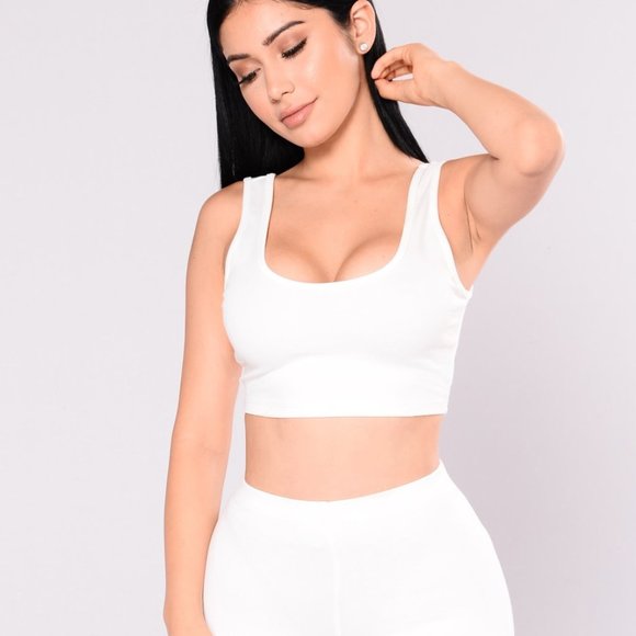 MATCHING SET • White Cropped Legging + Scoop Neck - Picture 3 of 10